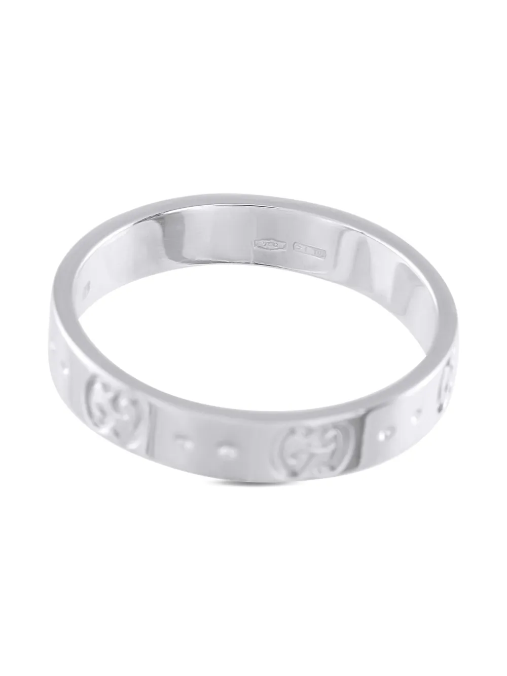 Pre-owned Gucci 18k White Gold Icon Ring In Silver