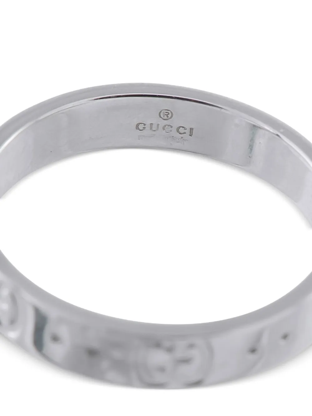  Gucci Pre-owned 18k White Gold Icon Ring - Silver 