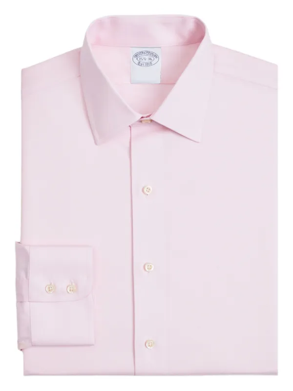 ainsley collar dress shirt Brooks Brothers Men's Stretch Supima Cotton Non-Iron Dobby Ainsley Collar Dress Shirt | Navy