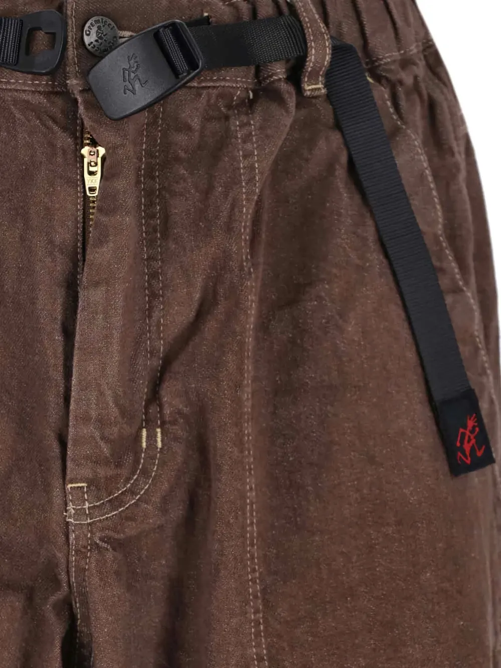 Gramicci Jeans met verstelbare taille en stiksel Bruin