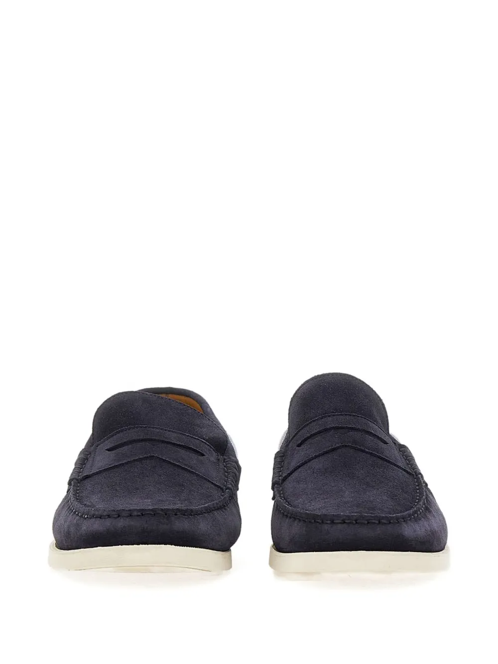 Kiton Loafers met stikseldetail en amandelvormige Blauw