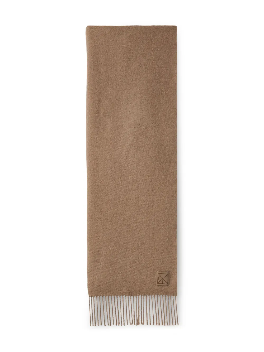 Calvin Klein fringed logo-patch scarf | Neutrals | Image 1