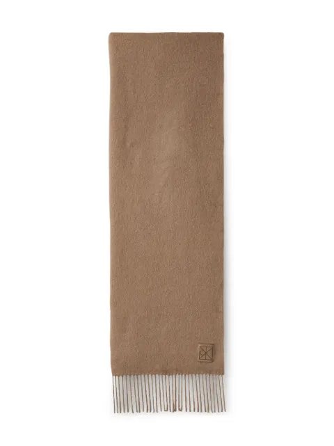 Calvin Klein fringed logo-patch scarf