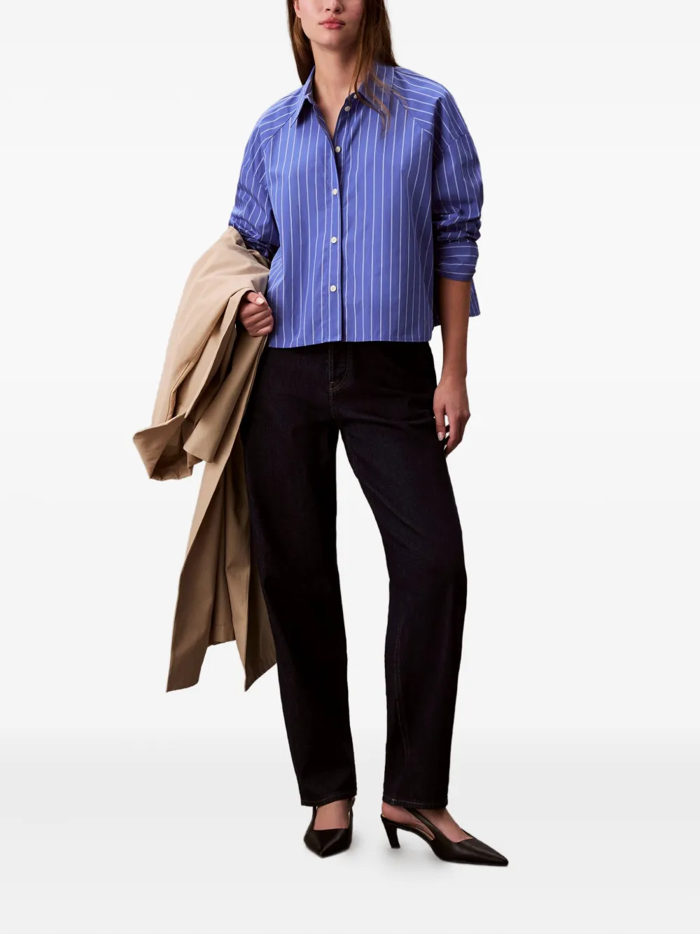 Calvin Klein Jeans striped cotton shirt - Blauw