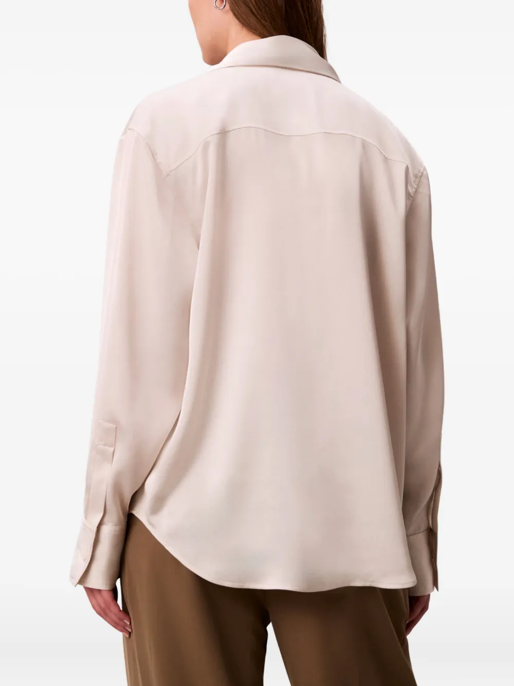 Calvin Klein Tie-neck Blouse In Brown