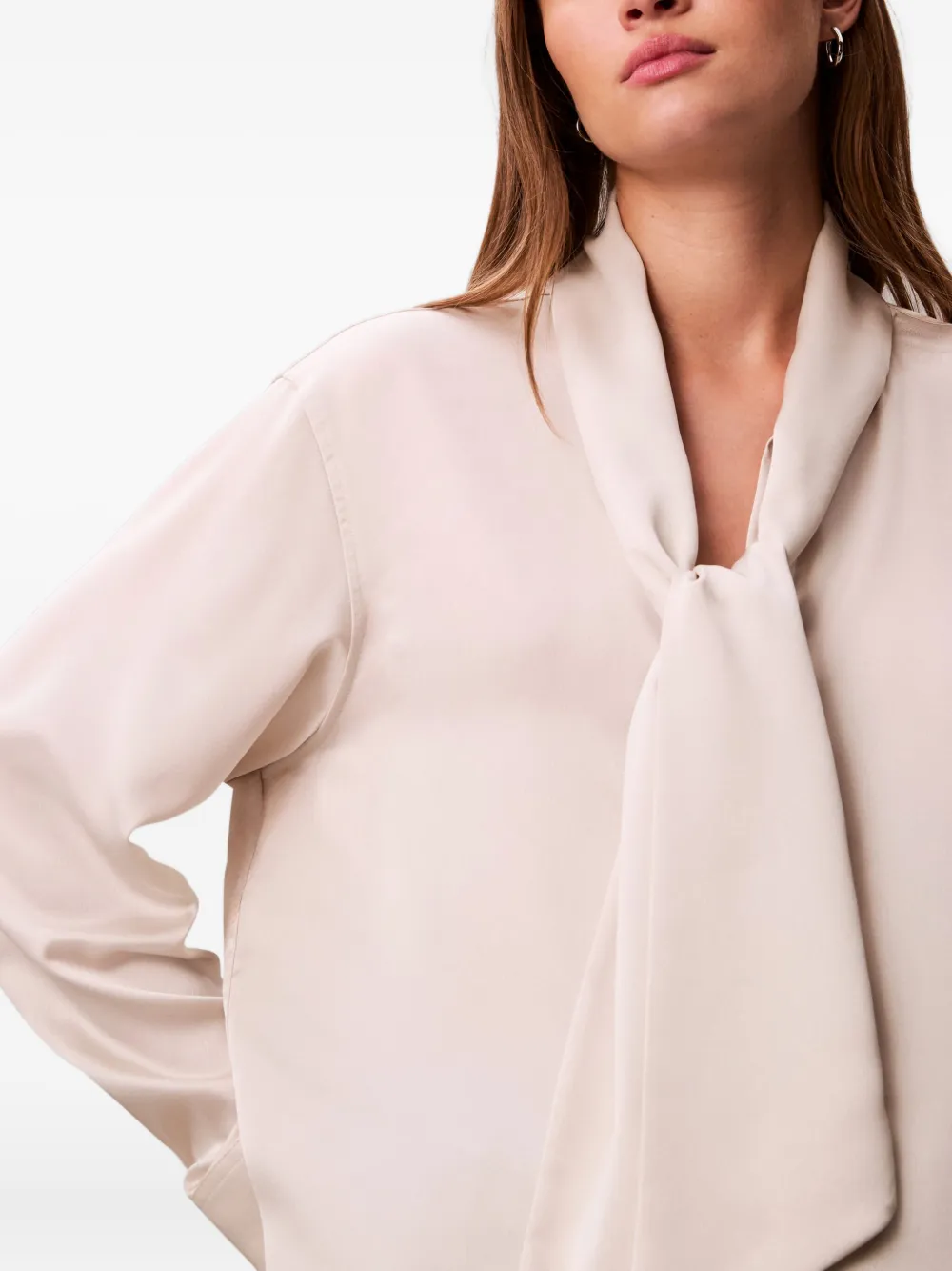 Calvin Klein Tie-neck Blouse In Brown