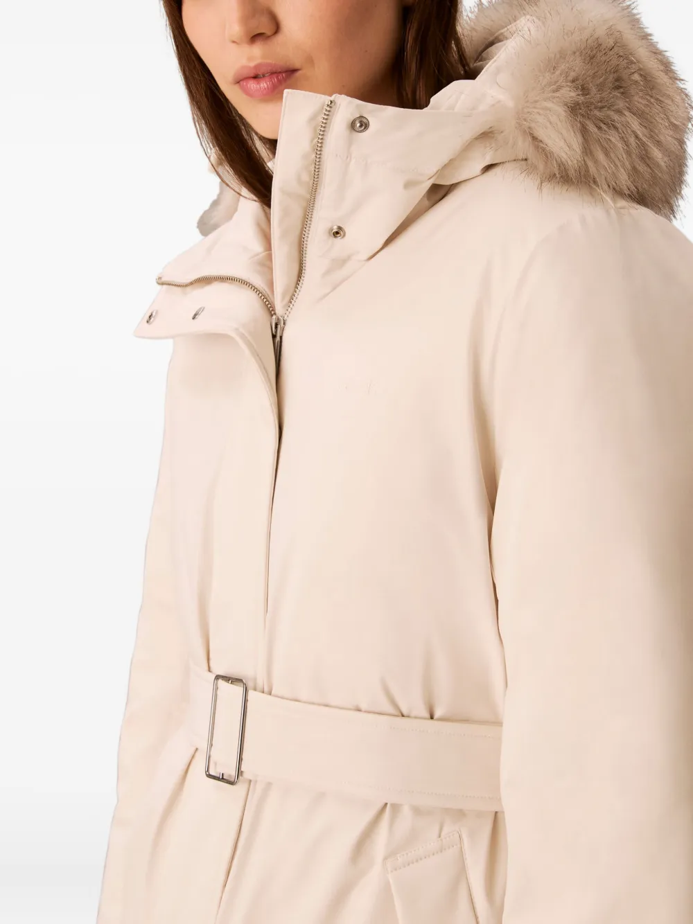 Calvin Klein Belted Jacket In Neutral