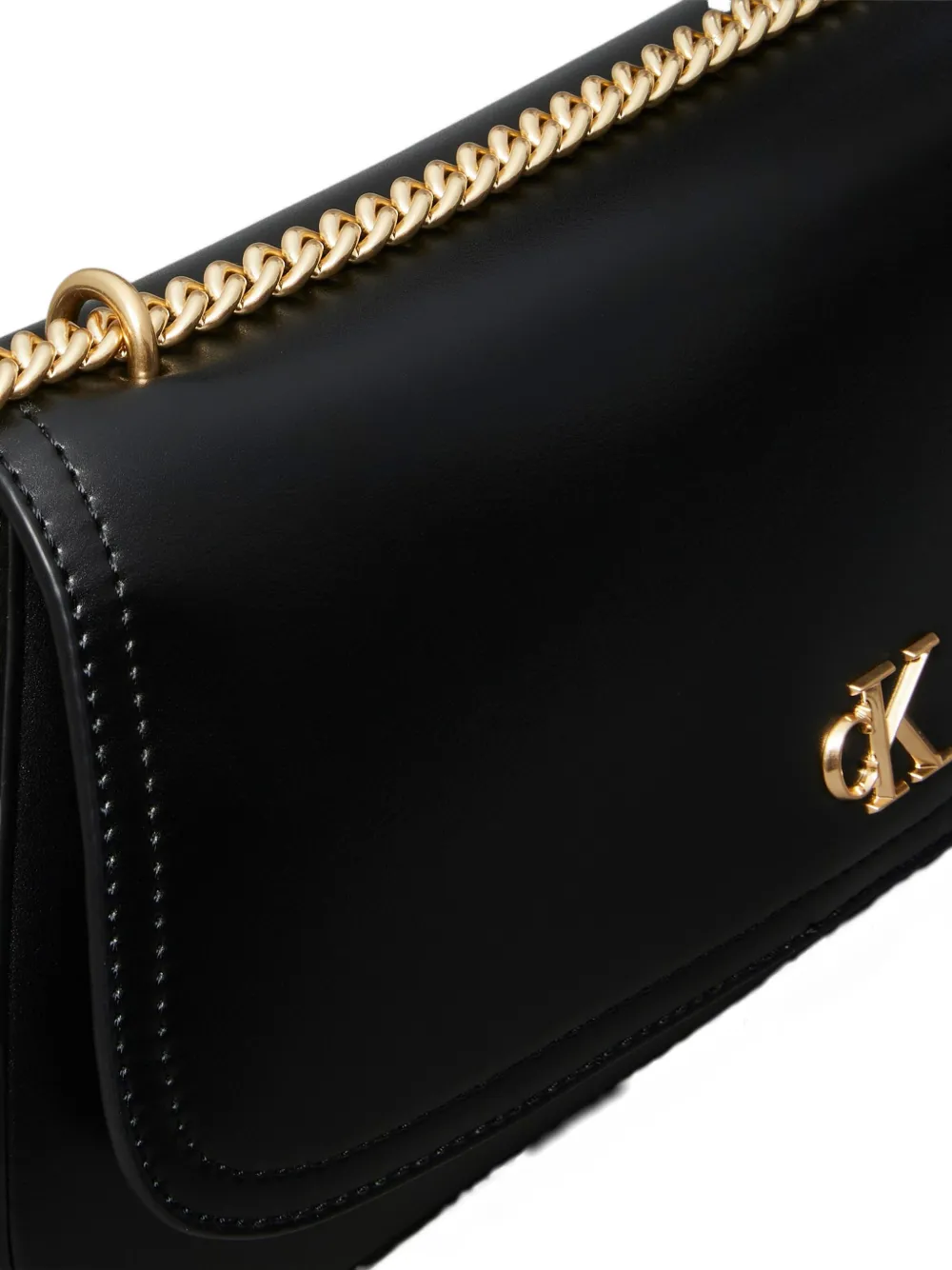Calvin Klein Chain-strap Logo-plaque Shoulder Bag In Black