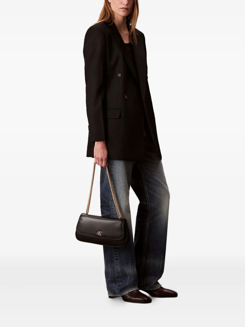 Calvin Klein chain-strap logo-plaque shoulder bag - Zwart