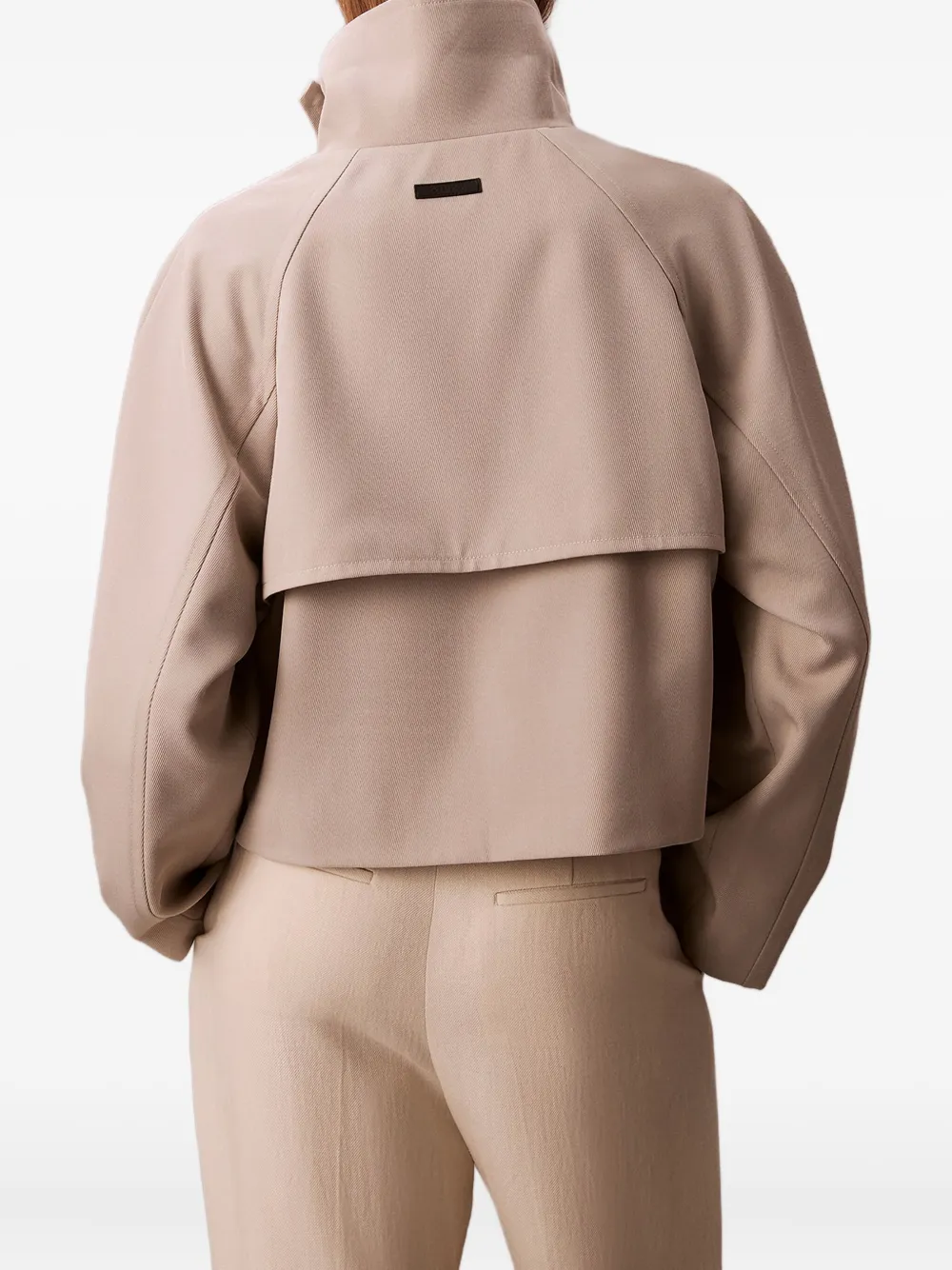 Calvin Klein Button High-neck Short Coat In Brown