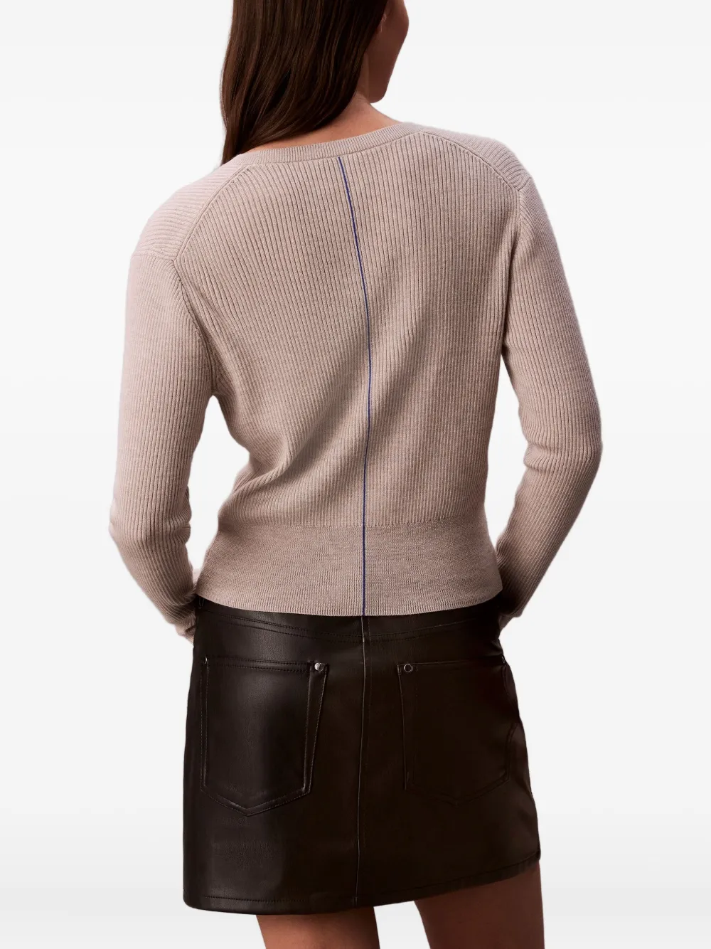 Calvin Klein Buttoned Ribbed Cardigan In Pink