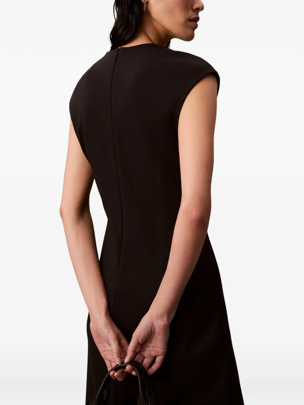 Calvin Klein Sleevess Midi Dress In Black