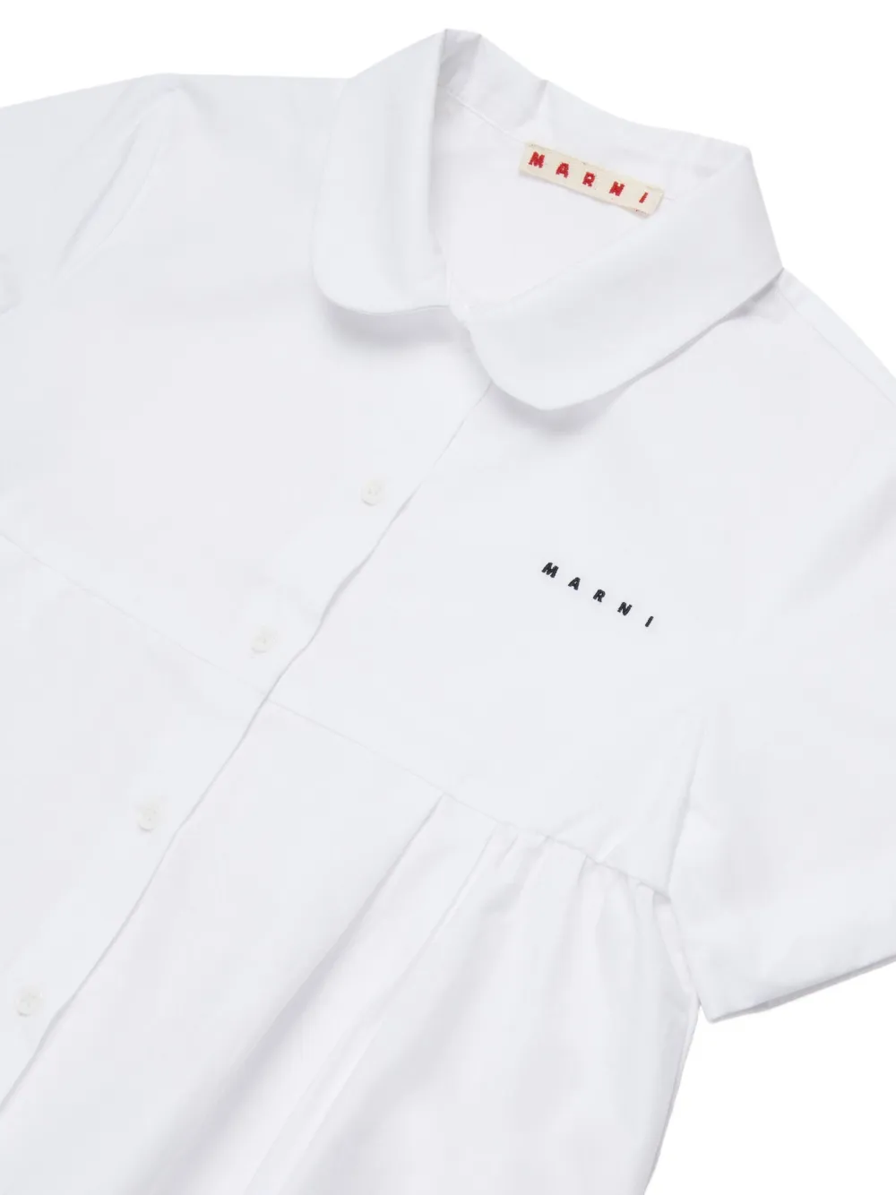  Marni Kids Peter-pan Collar Gathered Shirt - White 