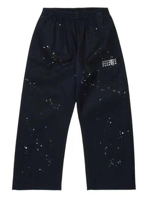 MM6 Maison Margiela Kids 밴딩 웨이스트 스플래터 치노 팬츠