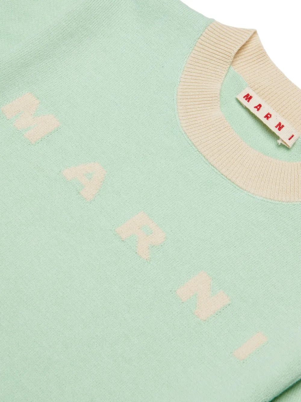 Marni Kids Jurk met korte mouwen en geribbelde afwerking Groen