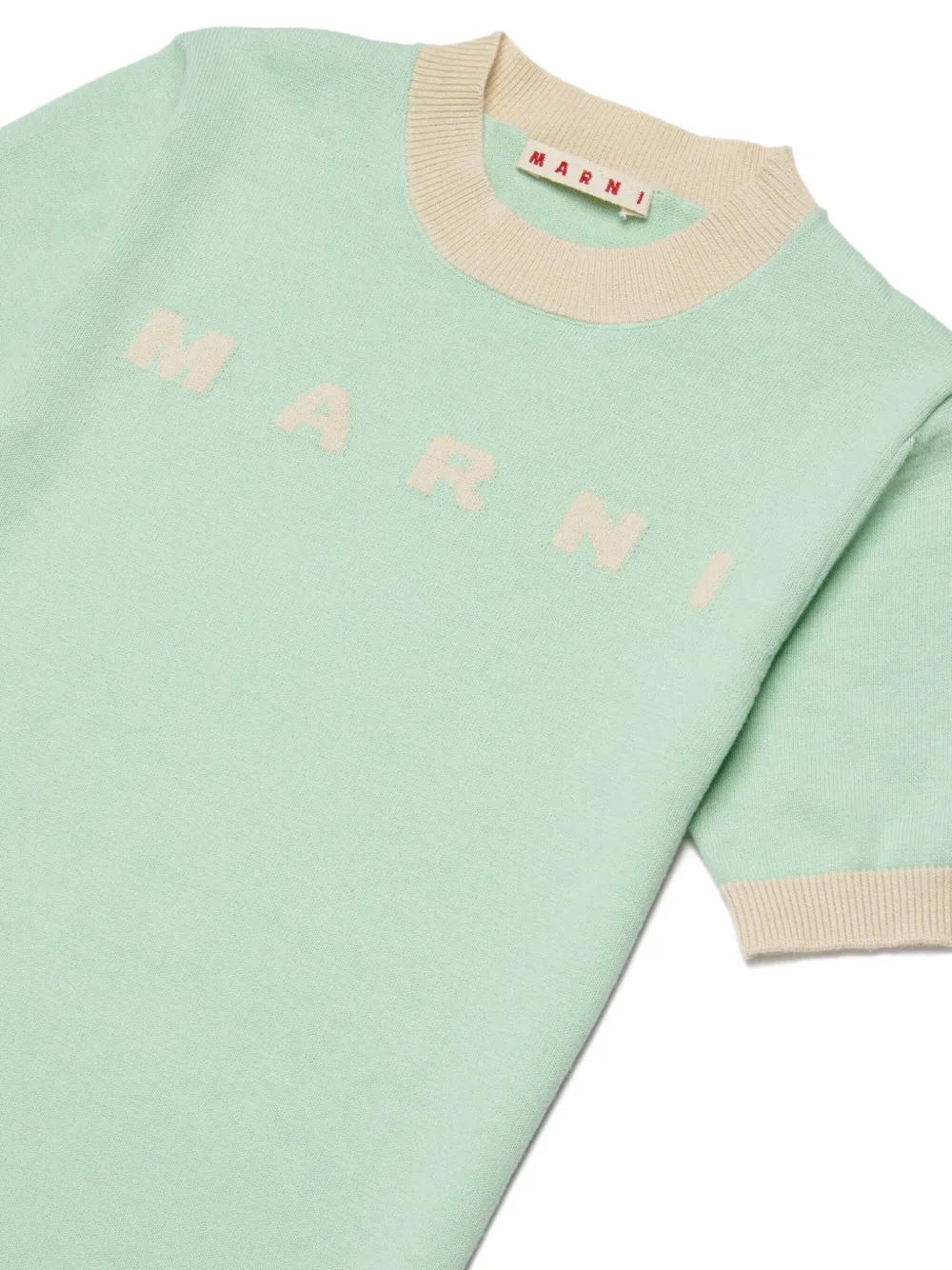 Marni Kids Jurk met korte mouwen en geribbelde afwerking Groen