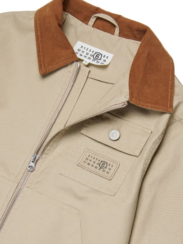 MM6 Maison Margiela Kids corduroy-collar Bomber Jacket | Neutrals