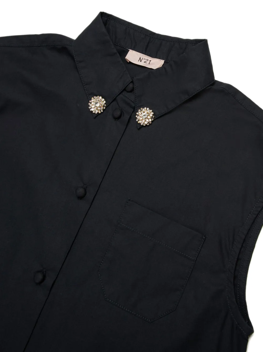 N°21 Embellished-collar Sleeveless Shirt In Black