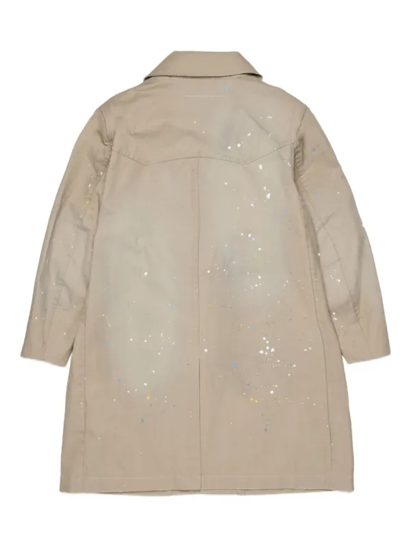 MM6 Maison Margiela Kids printed-splatter Trench Coat | Brown