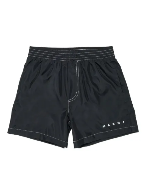 Marni Kids shorts de playa con logo estampado