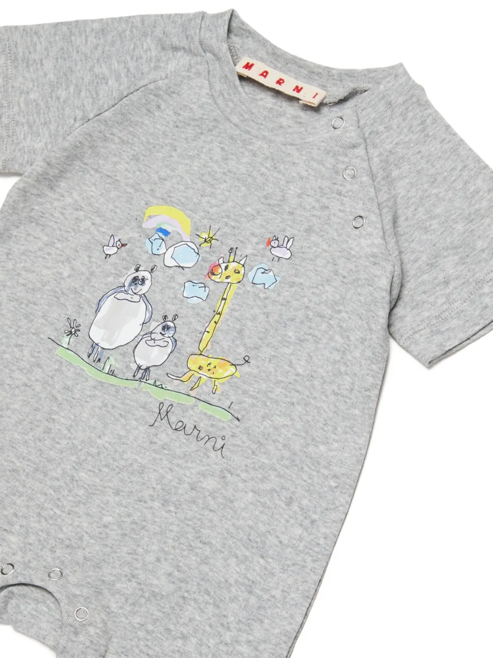 Marni Kids Romper met korte mouwen en grafische print Grijs
