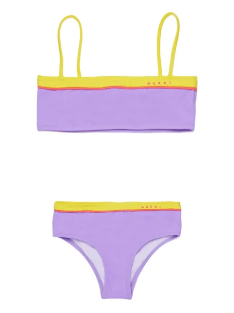 Marni Kids bikini con ribete en contraste y logo