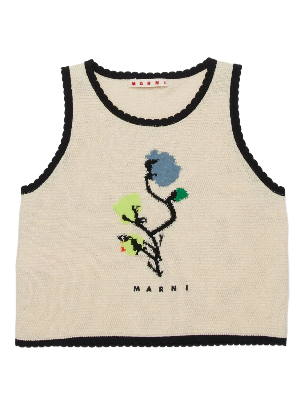 Marni Kids Top con bordo a fiori - Toni neutri