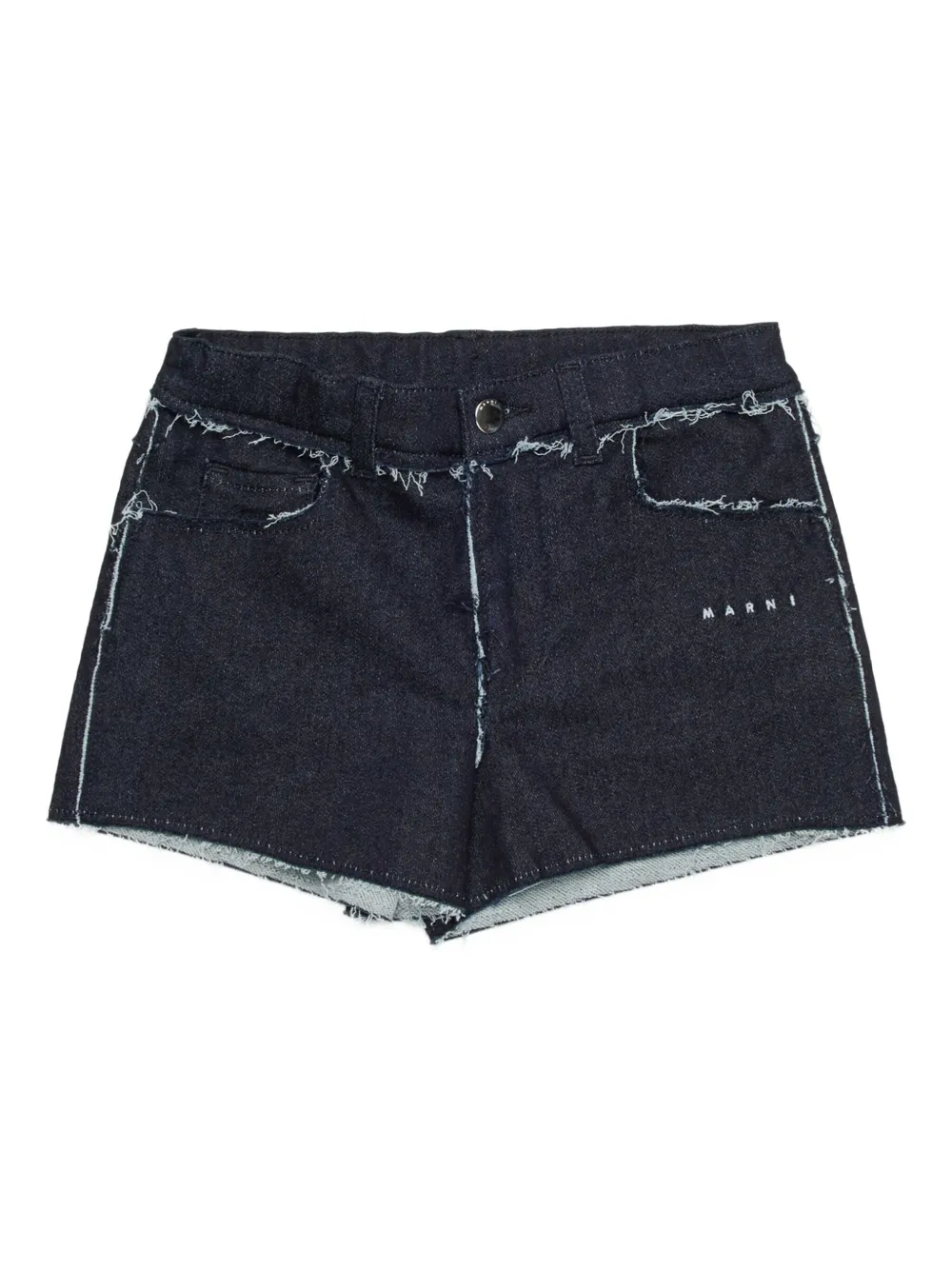 Marni Kids Shorts denim con frange - Blu