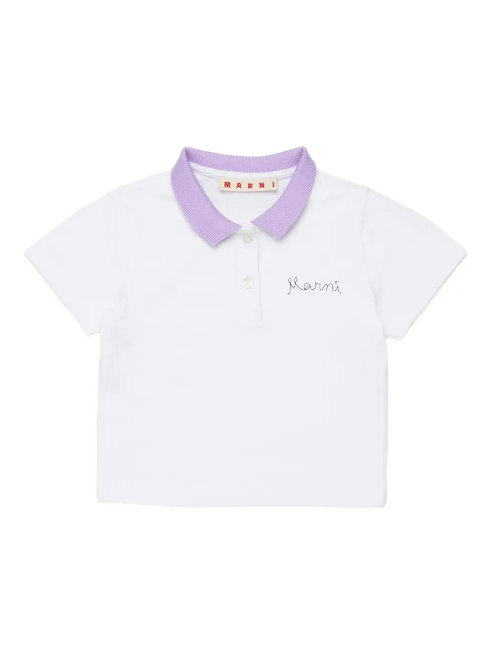 Marni Kids Polo con colletto ricamato - Bianco