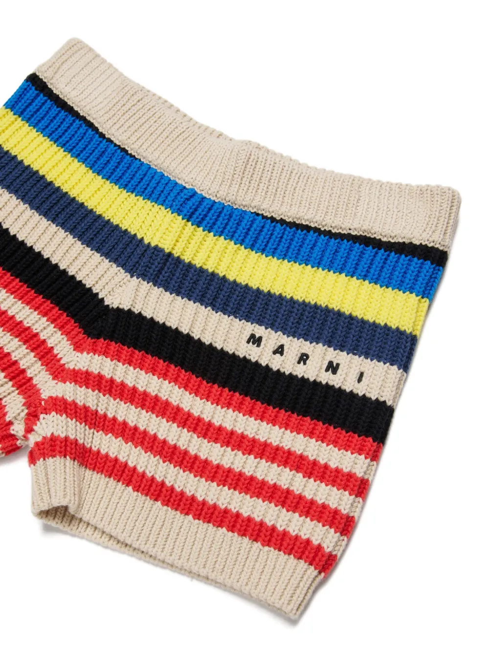 Marni Kids Gestreepte gebreide shorts Beige