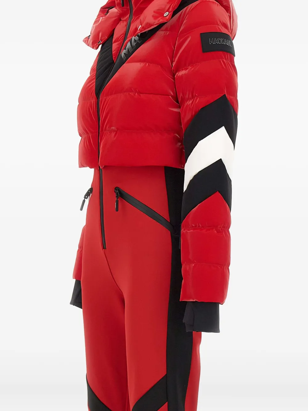 Mackage Removable-hoodie Quilted-effect Ski Suit In Red
