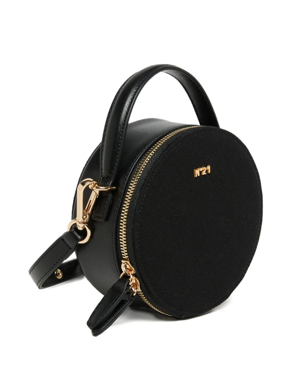  Nº21 Kids Zip Round Shoulder Bag - Black 