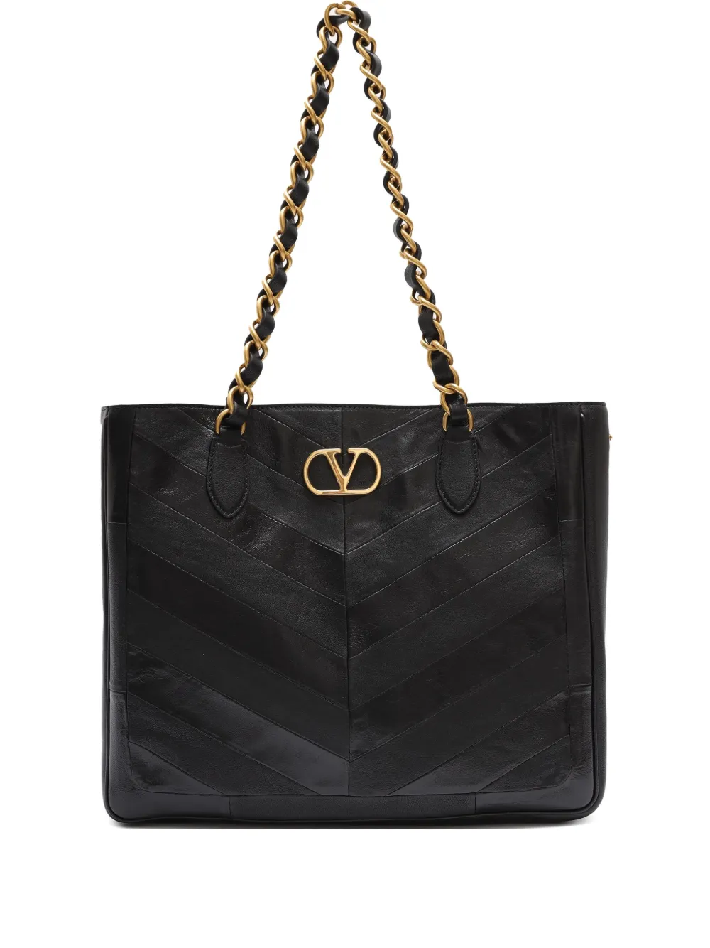 Valentino Garavani Borsa tote trapuntata con catena - Nero