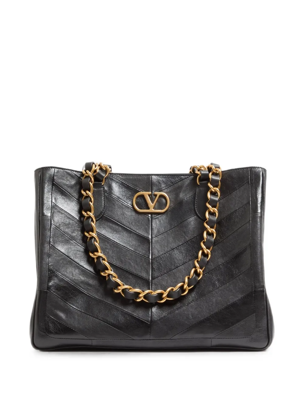 Valentino Garavani Laseine shopper met chevron patroon Zwart