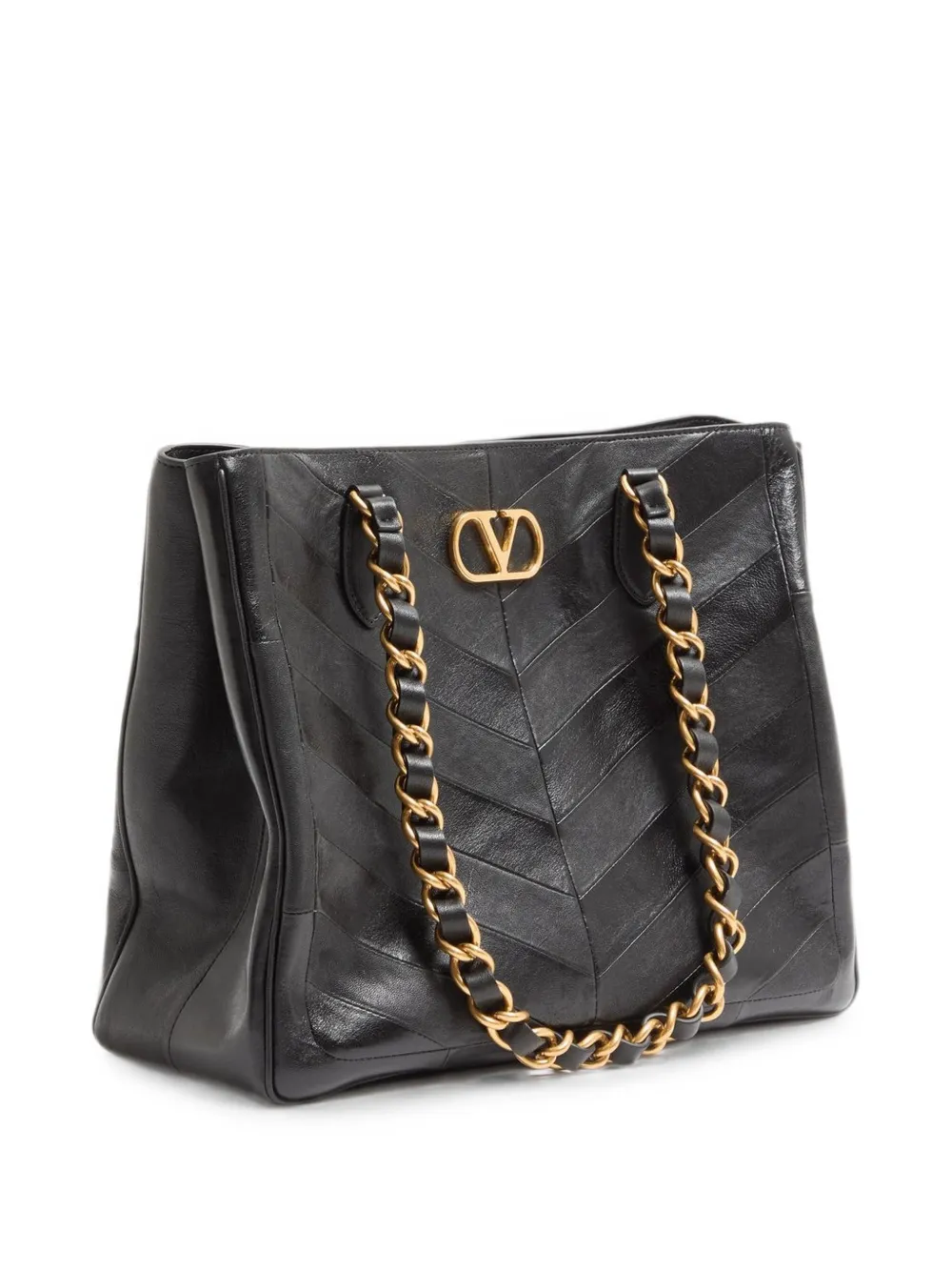 Valentino Garavani Laseine shopper met chevron patroon Zwart