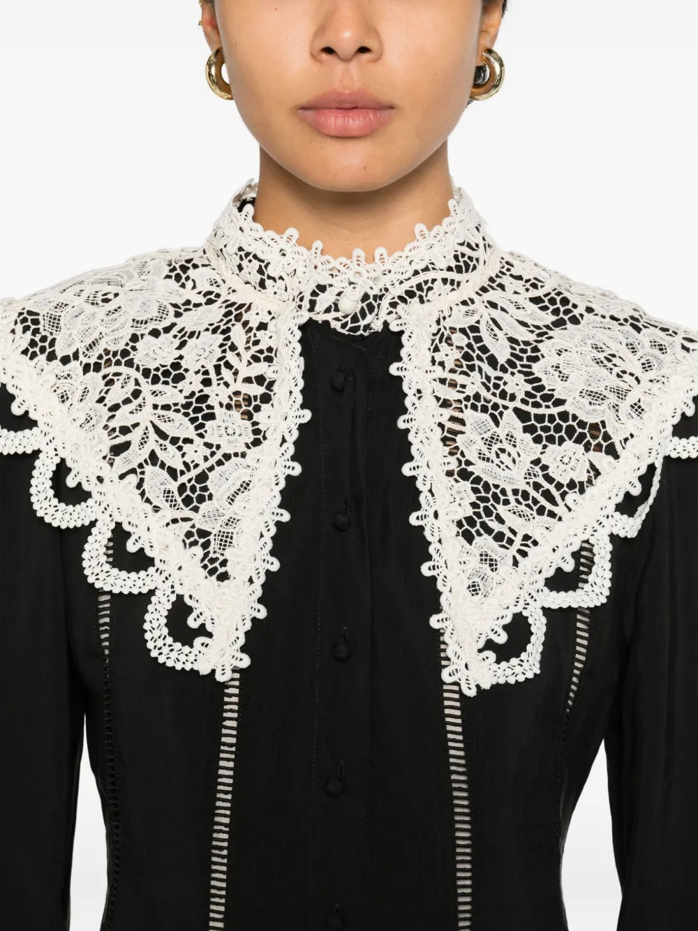 Alemais Apollonia Lace Collar Mini Dress In Black