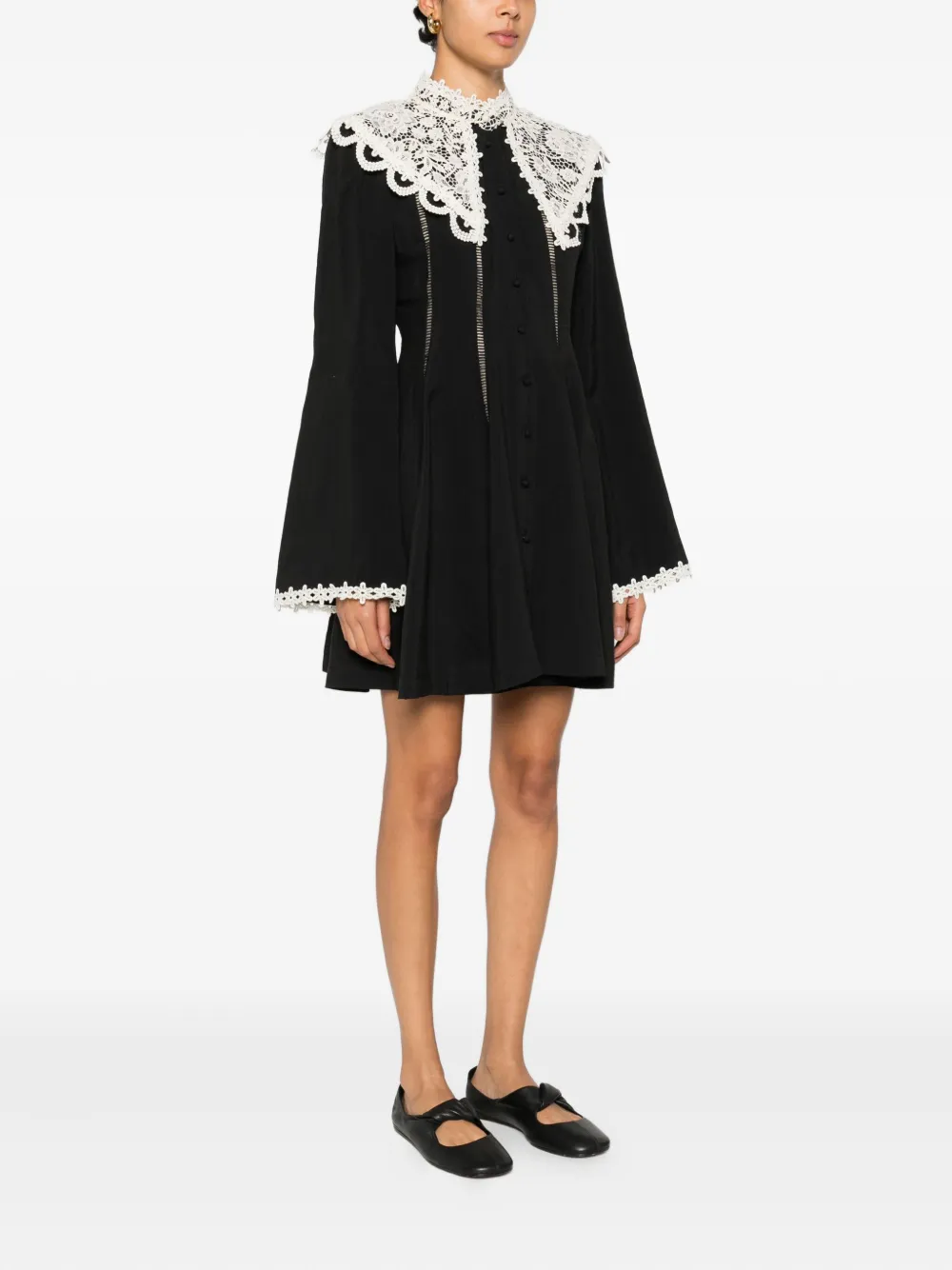 Alemais Apollonia Lace Collar Mini Dress In Black