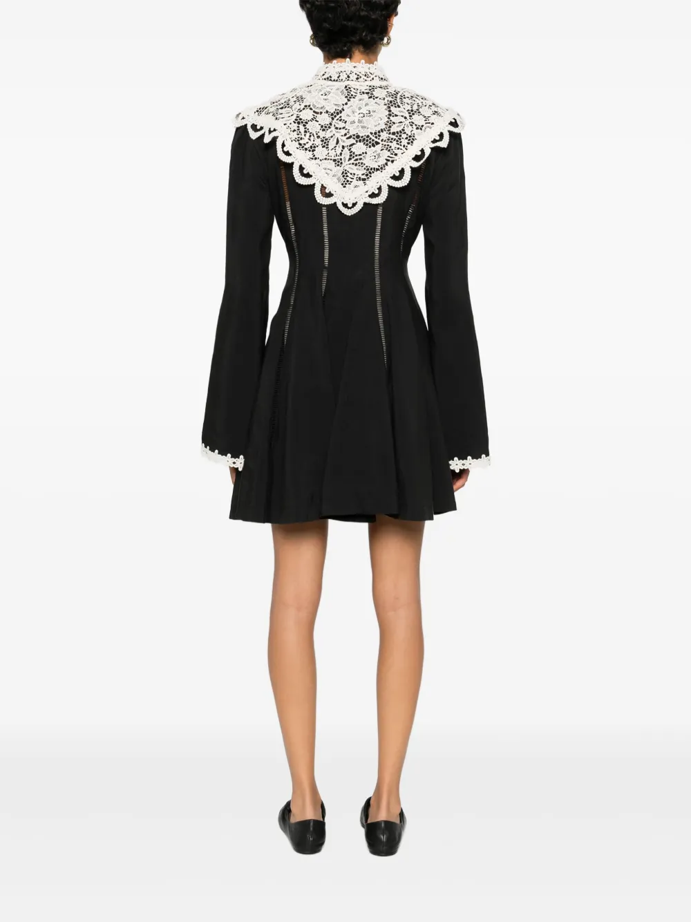Alemais Apollonia Lace Collar Mini Dress In Black