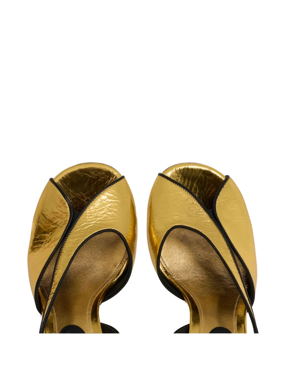 Etro 90mm Cracked-effect Ankle Strap Heeled Sandals In Gold