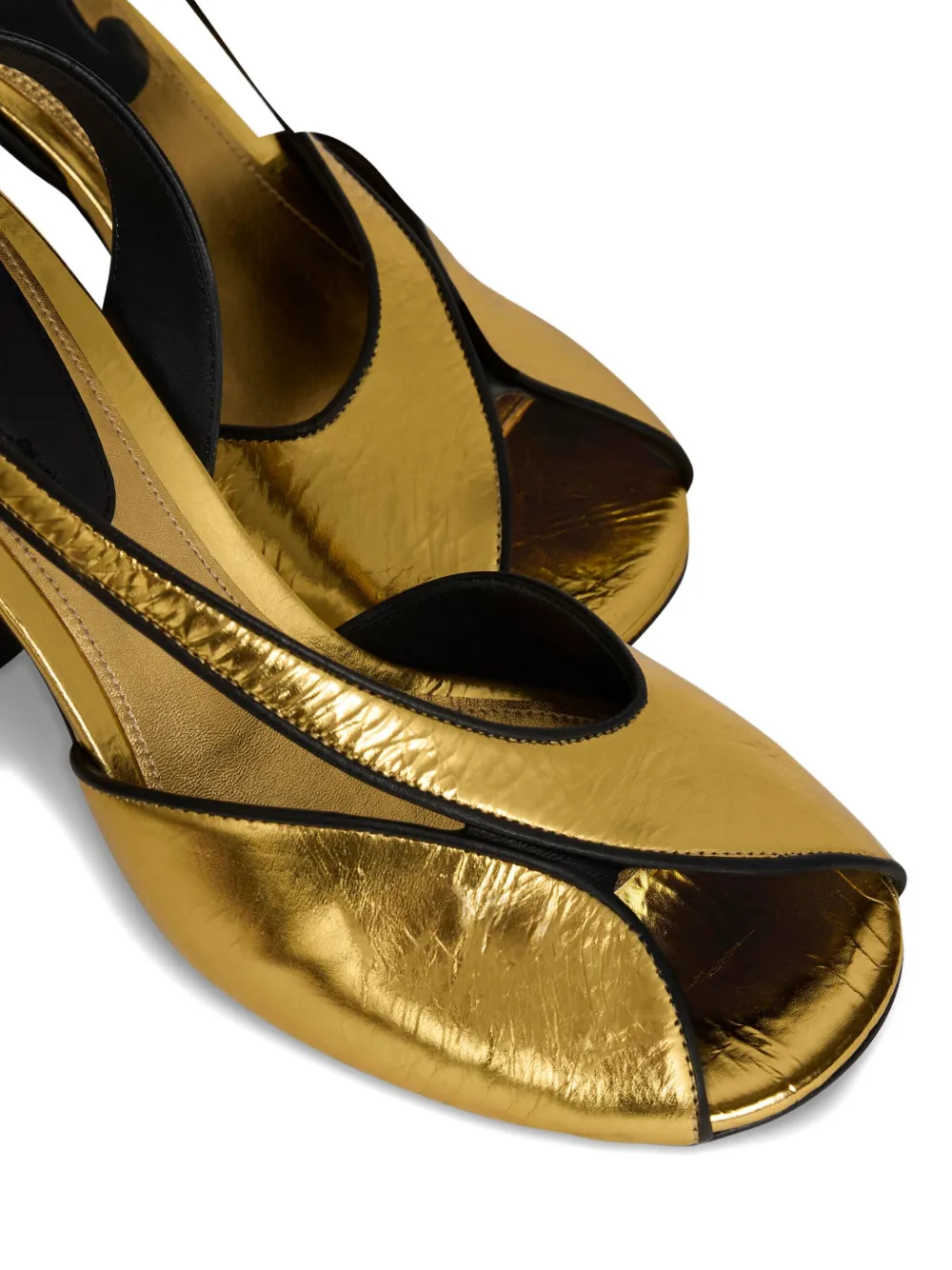 Etro 90mm Cracked-effect Ankle Strap Heeled Sandals In Gold
