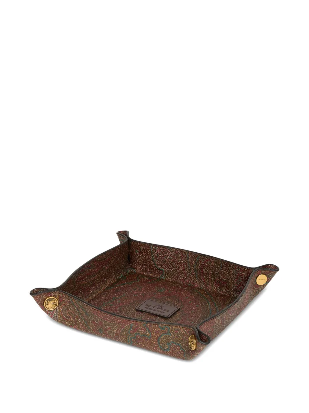 Etro Home Paisley Square Tray(15cm X 15cm) In Brown