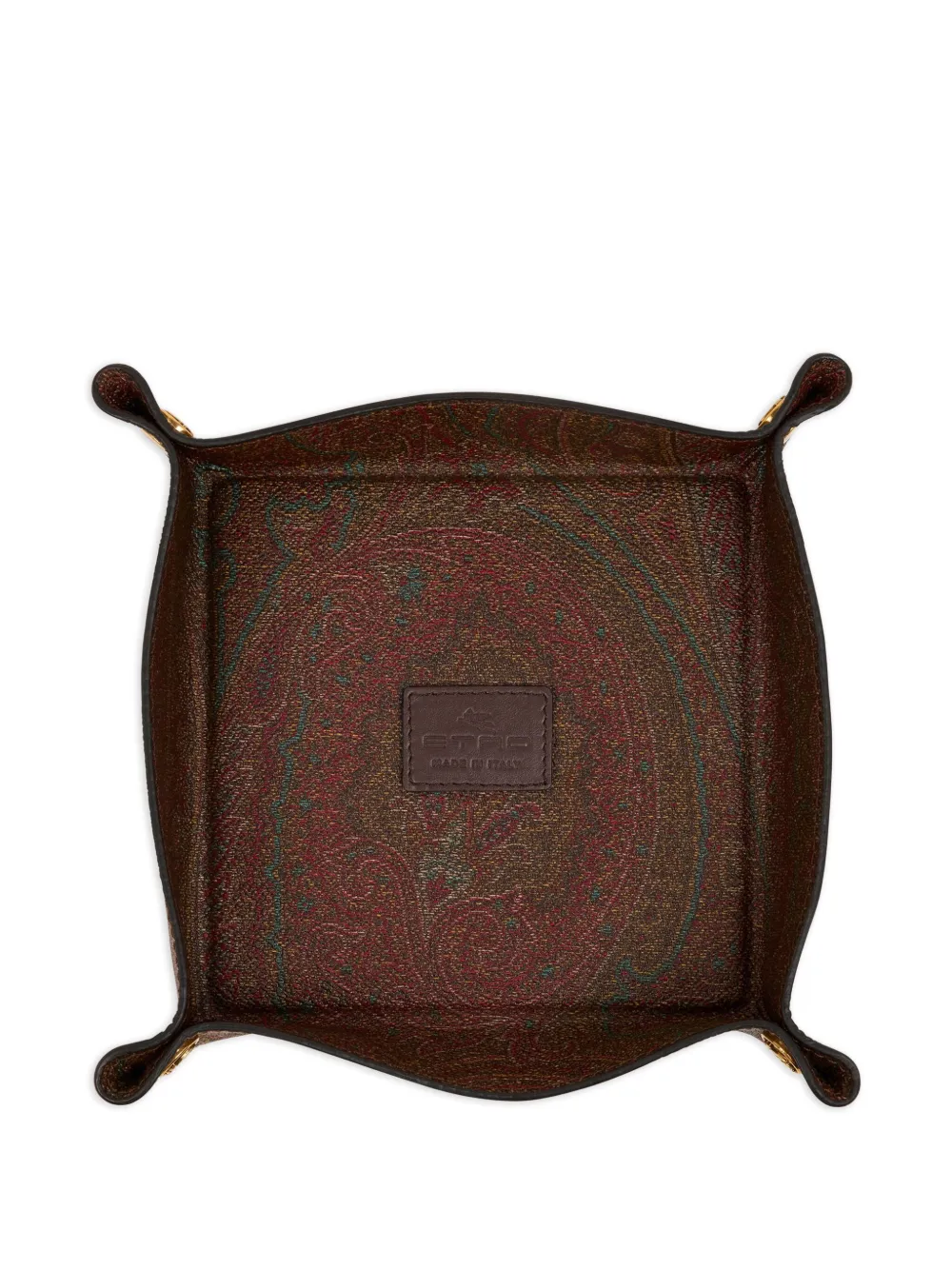 ETRO HOME paisley square tray(15cm x 15cm) - Marrone