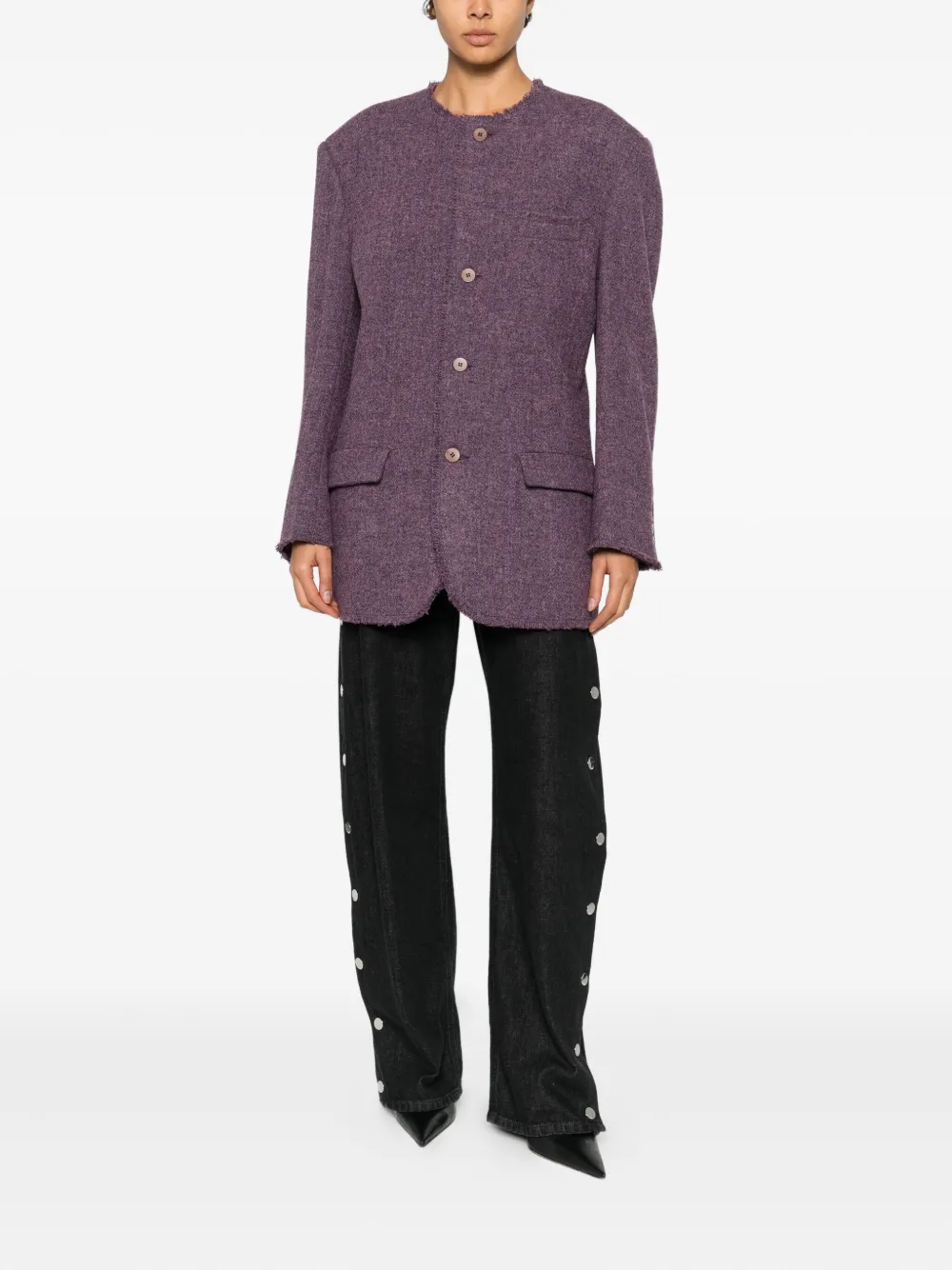 Magliano Tweed Button-fastening Jacket In Purple