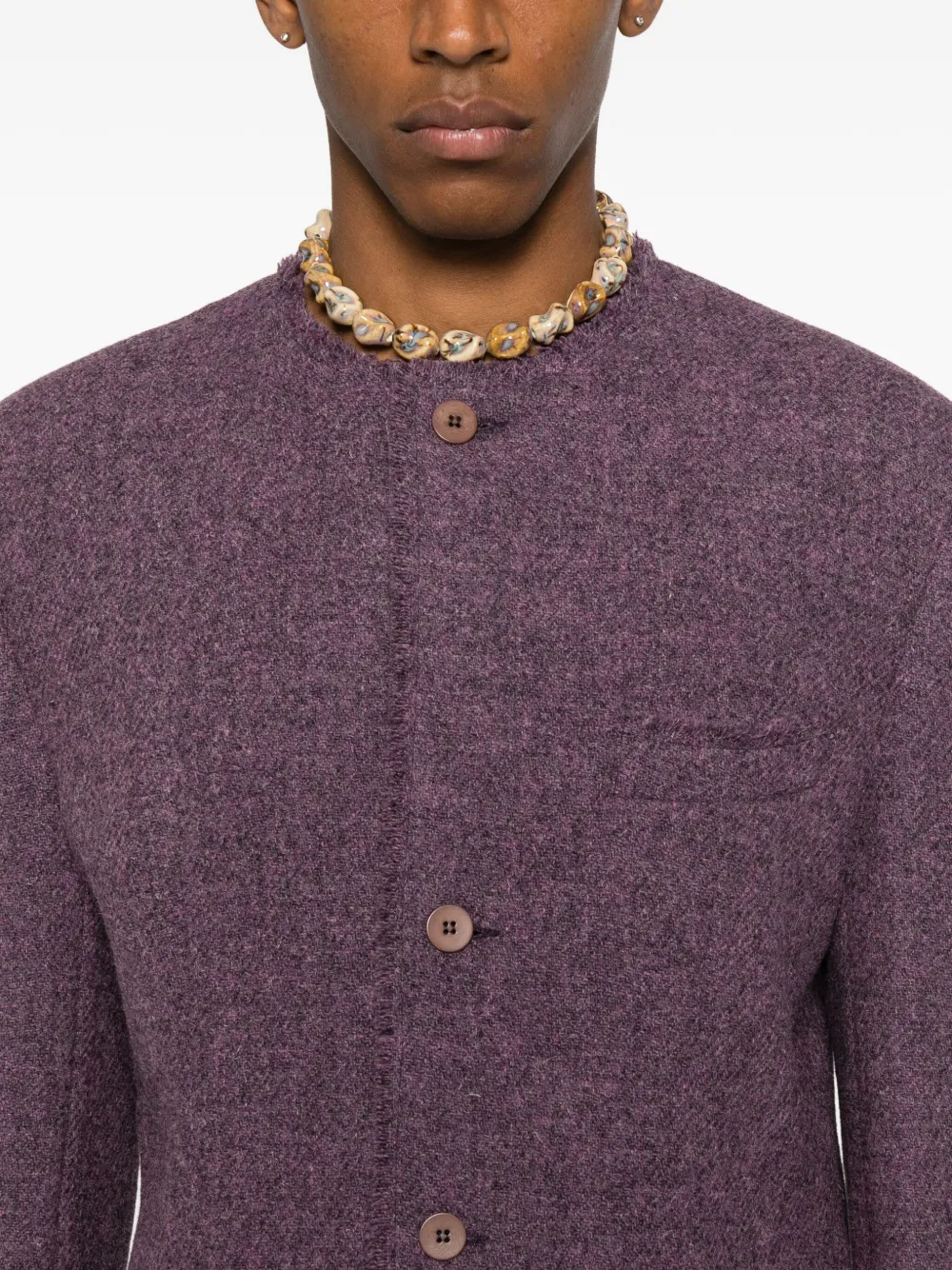 Magliano Tweed Button-fastening Jacket In Purple