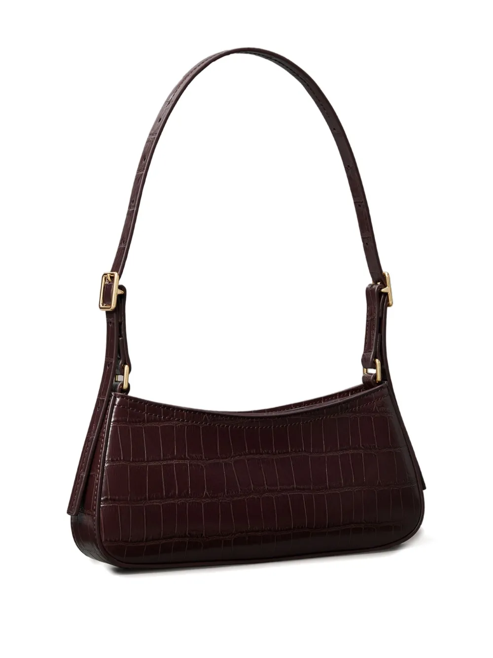 Calvin Klein Small Croc-embossed Buckle Shoulder Bag In Burgundy