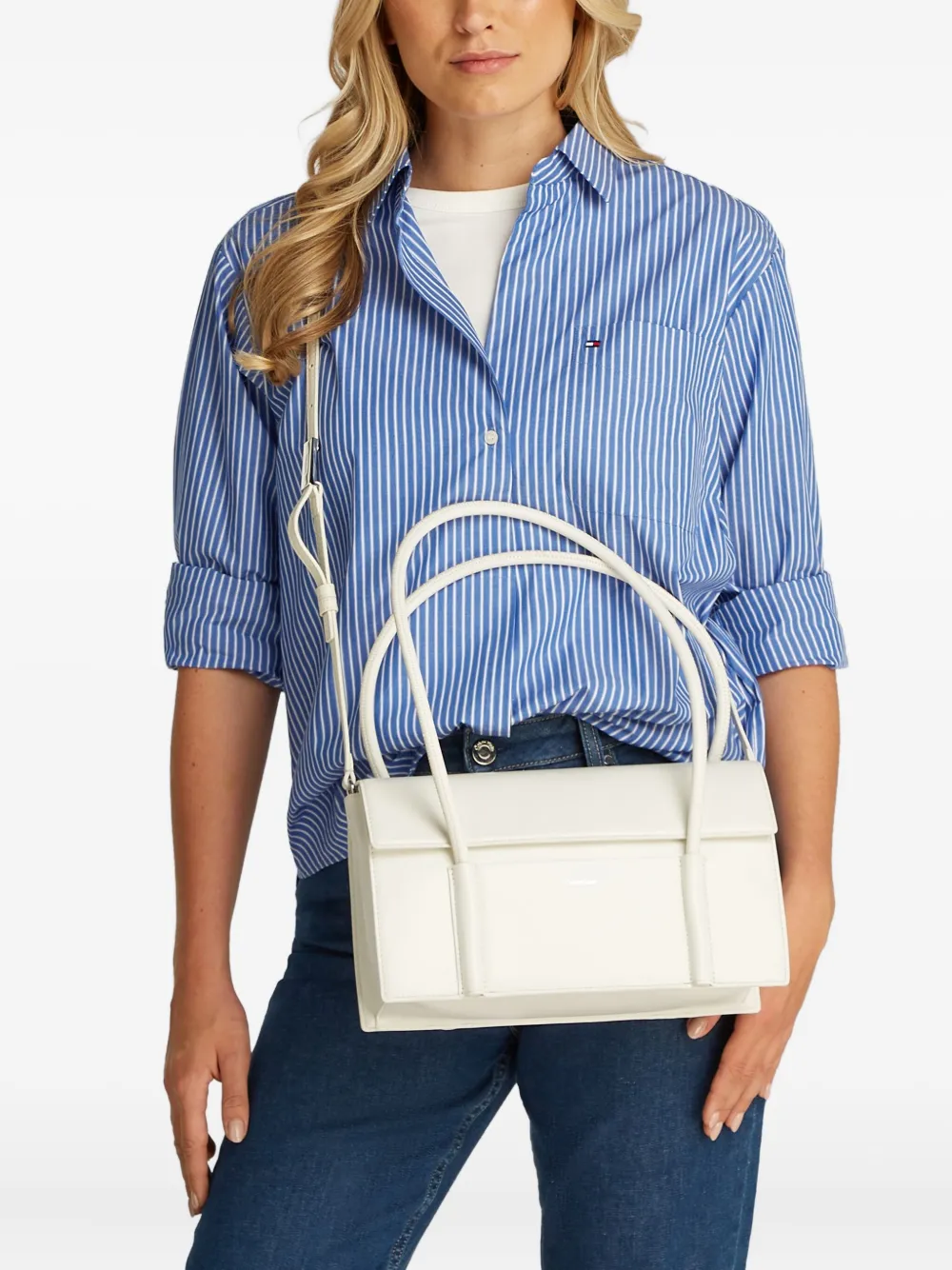 Calvin Klein Flap Shoulder Bag In White