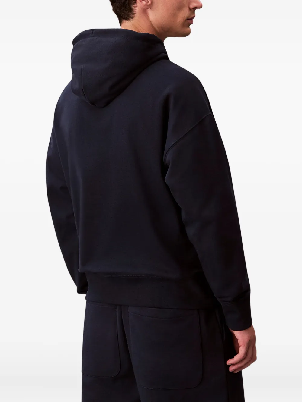 Calvin Klein Logo-detail Cotton Hoodie In Blue