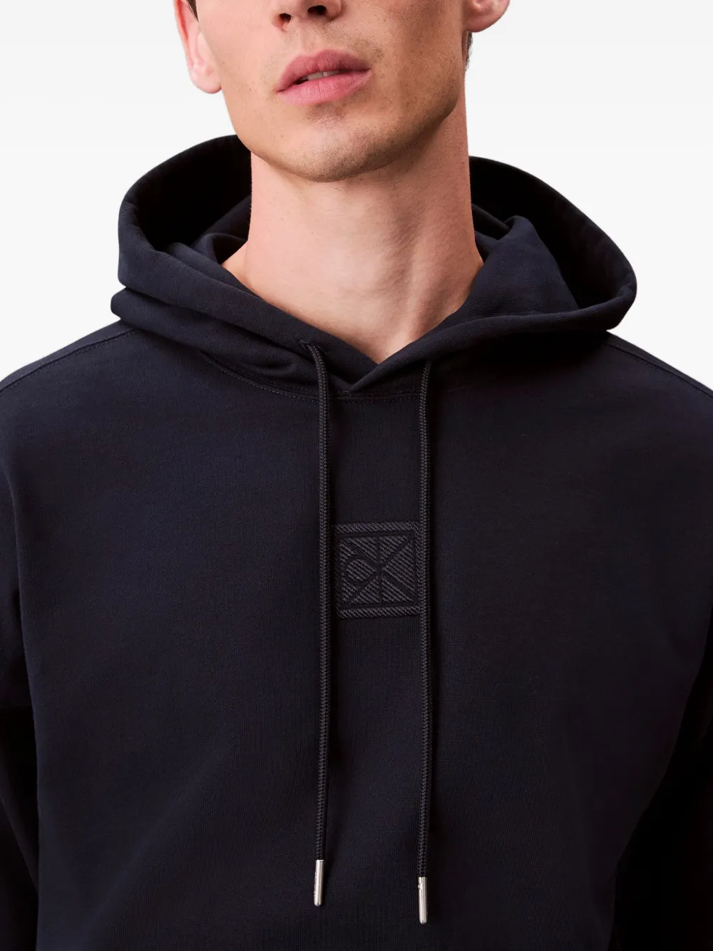 Calvin Klein Logo-detail Cotton Hoodie In Blue