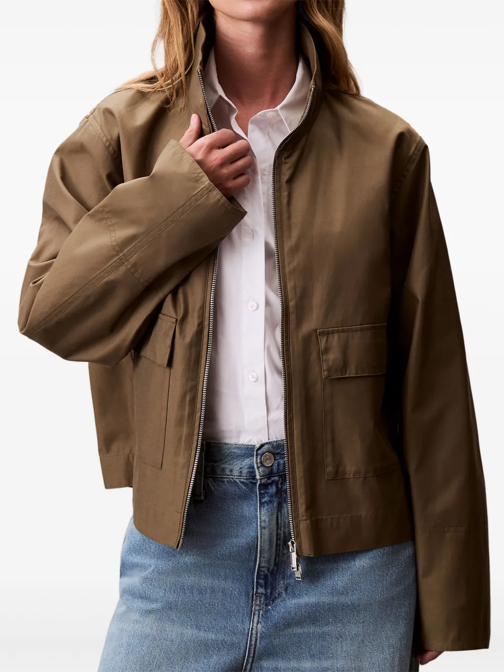 Calvin Klein zip pocket jacket | Brown | Image 1