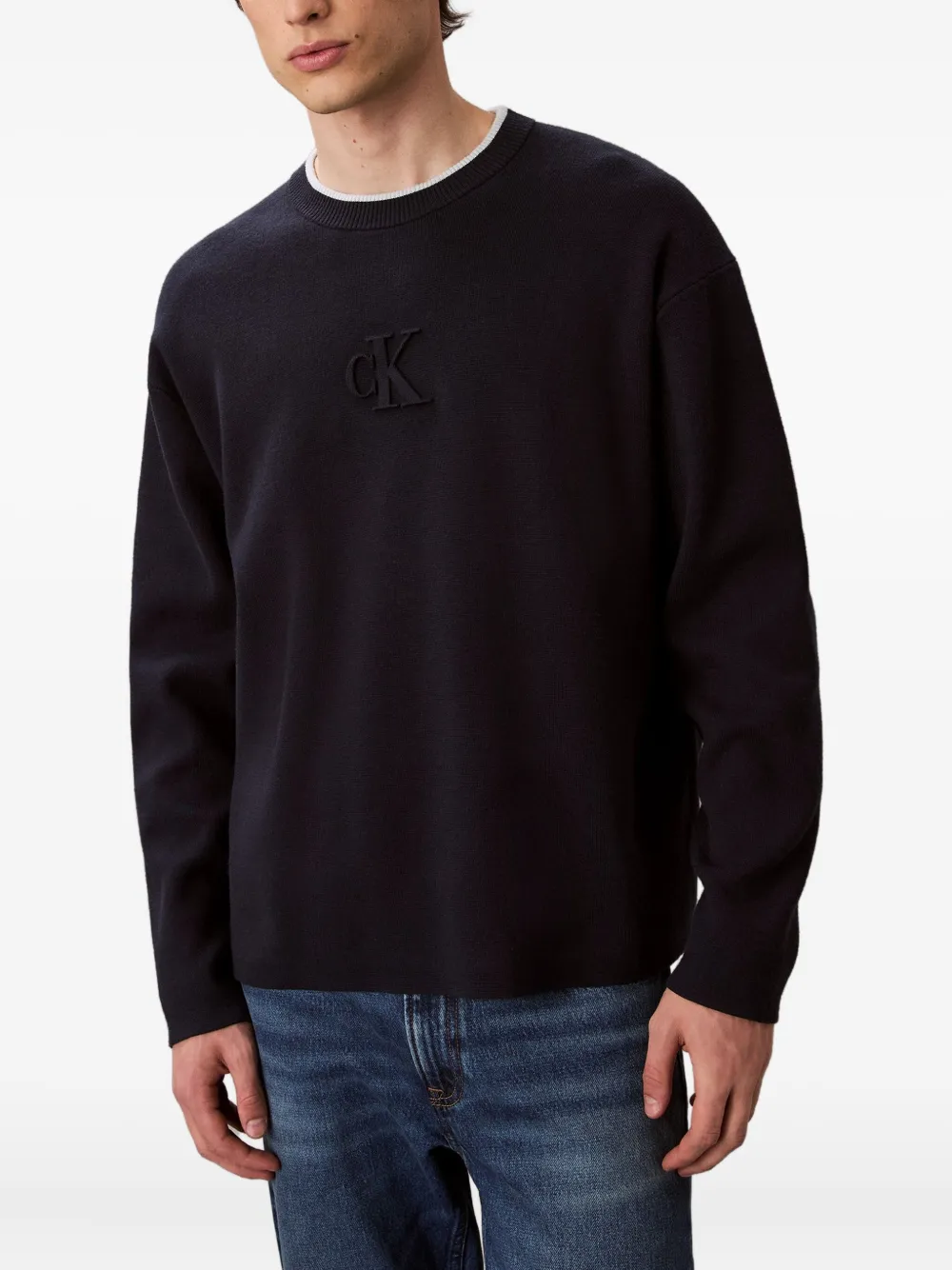 Calvin Klein Jeans Est.1978 Logo Crew-neck Knitwear In Blue